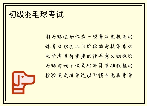 初级羽毛球考试